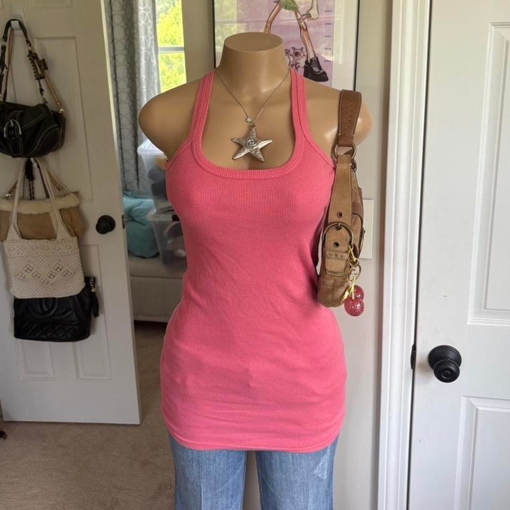 y2k miss sexy pink ribbed racerback tank